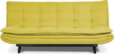 Produktbild von Schlafsofa - Sofa mit Schlaffunktion - Polstersofa - Gelb - Veloursstoff - Verstellbare Rückenlehne - Holzbeine - MENO