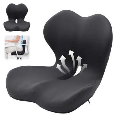 Image de Coussin de siège ergonomique en forme de L, avec dossier en mousse viscoélastique