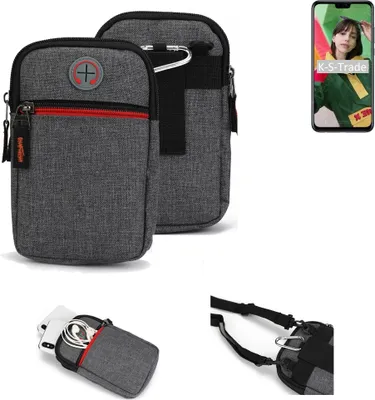 Produktbild von K-S-Trade Holster Gürteltasche kompatibel mit Huawei Y8s Handy Tasche Schutz Hülle grau Zusatzfächer 1x