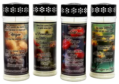 Produktbild von 4er SET Premium 7 Tage Design Grablicht "WATERFLOWER"