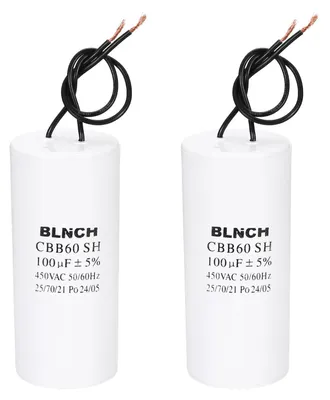 Obrázok produktu pre 2 kondenzátory CBB60, 100 µF, 450 V, štartovacie kondenzátory s dvoma vodičmi
