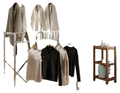 Imagen del producto de Secadora de ropa, material de hierro, dimensiones 104-150 x 103 x 145-197 cm, 3 barras ajustables, 4 ruedas, extensible
