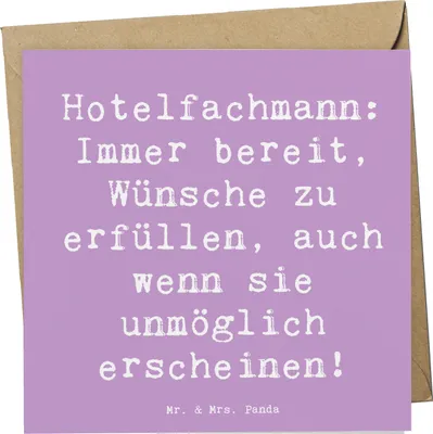 Produktbild von Mr. & Mrs. Panda Grußkarte Spruch Hotelfachmann Zauber - Lavendeltraum - Geschenk, Beruf, Berufsalltag, Teamgeist, Gastzufriedenheit, anlasskarte, Berufsleben, faltkarte