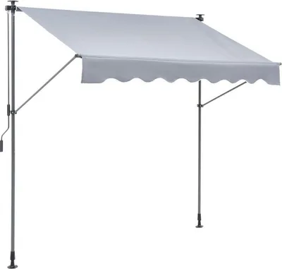Produktbild von Ausziehbare Markise – Balkon- und Terrassenbeschattung – Knikarmschirm – Polyurethanbeschichtetes Polyester – Höhenverstellbar – 2 x 1,2 m – Grau