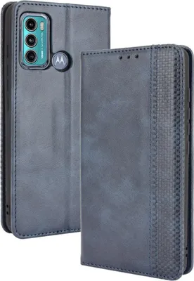 Produktbild von Motorola Moto G60 Hülle - Coverup Vintage Style Klapphülle - Blau