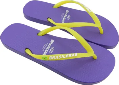 Produktbild von BRASILERAS Damen Zehensandalen mit rutschfester Sohle bequem schuhe strand/schwimmbad/stadt lila/gelb 38/39 EU - UBCLACCBWNN