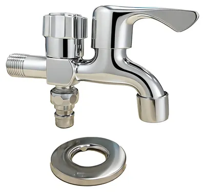 Wasserhahn 1/2 Zoll, Doppelauslauf, Messing, für Garten & Waschmaschine