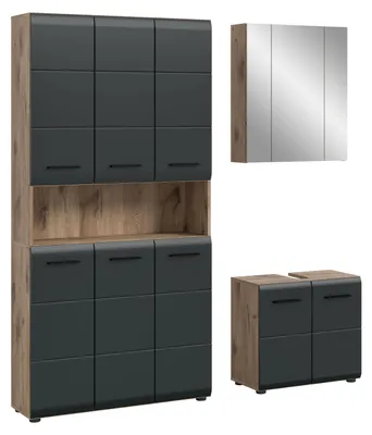 Produktbild von Bad Set Ice 10 | 3-teilig | Nox Oak / schwarz matt ohne