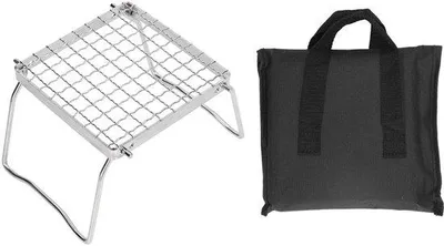Image de Barbecue portable - Barbecue pliable - Grill pliable - Argenté - Idéal pour l'extérieur - Parfait pour les pique-niques et les fêtes
