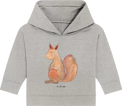 Produktbild von Mr. & Mrs. Panda Organic Baby Hoodie Einhorn Glauben 12. - 18. Monat - Heather Grey - Geschenk, Unicorn, Kapuzenshirt, Eichhorn, Einhörnchen, Kapuzensweatshirt, Einhörner