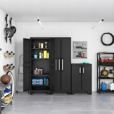 Produktbild von Keter Schrank für Garage, 4 Einlegeböden, schwarz, Modell Detroit Alto