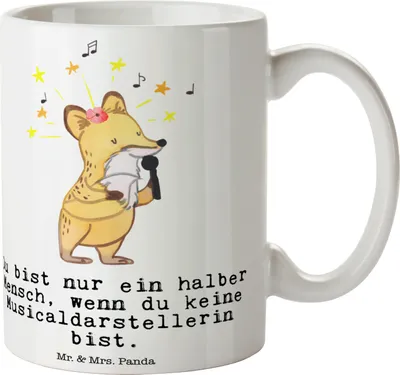 Produktbild von Mr. & Mrs. Panda Teetasse Musicaldarstellerin Herz - Weiß - Geschenk, Trinkbecher, Kaffeebecher, Pott, Becher, Kaffeetasse