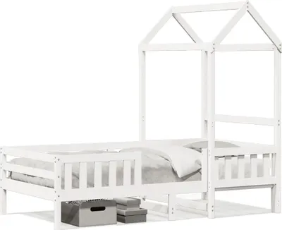 Produktbild von Maison Exclusive - Massivholzbett mit Dach Weiß 80x200 cm Kiefer
