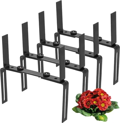 Productafbeelding van Bloembakhouder 4x, voor Balkonleuningen, Flexibele Metalen Bevestiging, Verstelbaar, Antraciet, voor Balkon