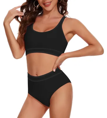 Produktbild von Damen Bikini Zweiteilig Sportlich Passgenau Schwarz S