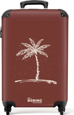 Produktbild von NoBoringSuitcases.com Hartschalen Handgepäck Koffer 55x35x20 cm, 36L, Männer mit Palme: Rot mit weißer Palme, Reisekoffer mit 4 Rollen