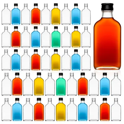 Zdjęcie produktu dla SuperButelki - 50x Butelka szklana 200 ml PIERSIÓWKA – na nalewki, wódkę, likiery, spirytus, alkohol domowy, do prezentów, 50x butelki, flaszki zestaw