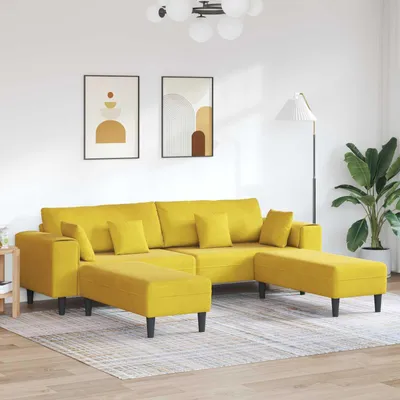 Produktbild von vidaXL Sofa mit Kissen 3 pcs Gelb Samt