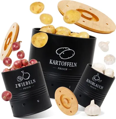 Produktbild von Theo&Cleo Kartoffel Aufbewahrungsbox 3er Set Schwarz (SET)