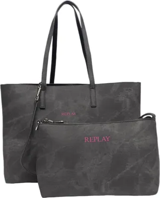 Produktbild von REPLAY Shopper Schultertasche Shoulder Bag Washed Black + Black grau schwarz
