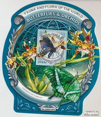 Produktbild von Briefmarken Malediven 2016 Mi Block 936 (kompl. Ausg.) postfrisch Schmetterlinge und Orchideen