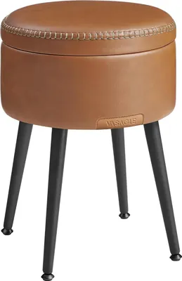 Produktbild von Songmics Sitzhocker mit Stauraum rund karamellbraun