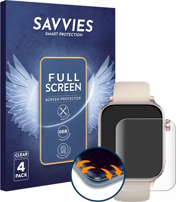 Produktbild von 4x Savvies Fullscreen Schutzfolie für Marsyu ET570 1.96" Displayschutz Folie Fullcover Klar Transparent