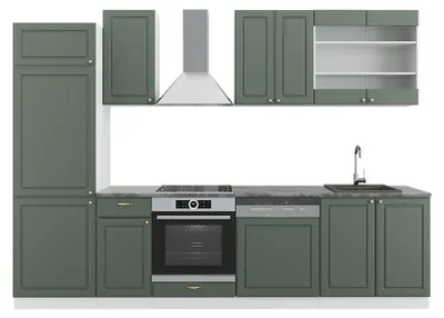 Obrázok produktu pre Kuchynský kút Vicco Fame-Line Vidiecky dom zeleno-zlatý/biely 300 cm bez pracovnej dosky, Model 38038