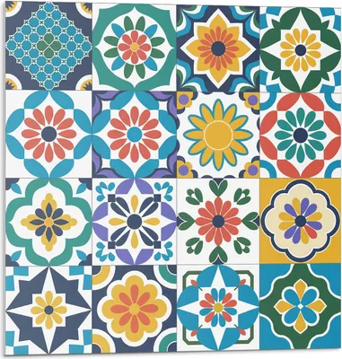 Produktbild von Florale Und Geometrische Muster – Selbstklebende Fliesen – Wandverkleidung – Wandpaneel – PVC Fliesen – Vinylflisen – PCV Flisen – Selbstklebend – Wanddeko – 20 Stück 20 x 20 cm