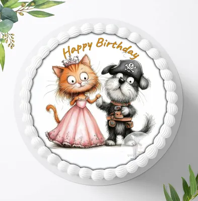 Produktbild von Für die Geburtstags Torte ein Tortenaufleger, Zuckerbild mit dem Motiv: Fellnasen, Essbares Foto für Torten, Fondant, Ø 20cm, 2404z