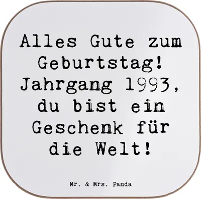 Produktbild von Mr. & Mrs. Panda Untersetzer für Gläser Spruch 1993 Geburtstag - Weiß - Geschenk, Tassenuntersetzer, gläseruntersetzer, Coaster, Alter, bieruntersetzer, die Welt, feiern