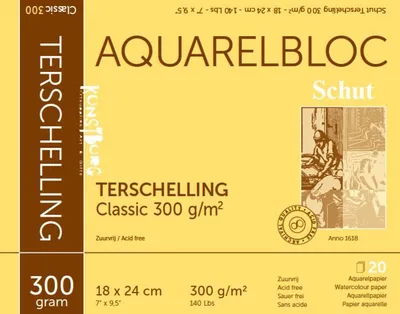 Obrázek produktu pro Schut profesionální akvarelový papír 18 x 24 cm, gramáž 300 g, blok 20 listů