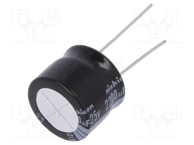 Produktbild von 1x Kondensator: elektrolytisch THT 2200uF Ø18x15mm 25VDC  20% URZ1E222MHD1TN Elek