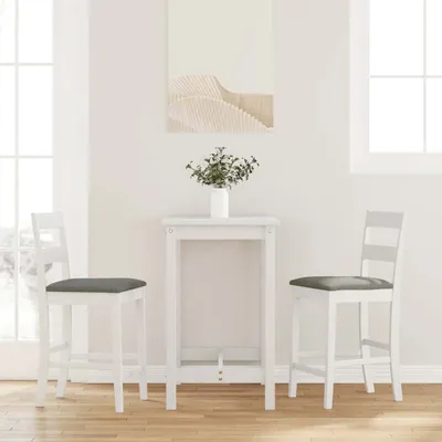 Immagine prodotto di Maison Exclusive - Sgabello da bar con cuscino 2 pezzi Bianco Legno massello di gomma