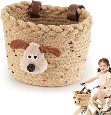 Produktbild von Korb für Kinderfahrrad - Plüschhund - Baumwolle