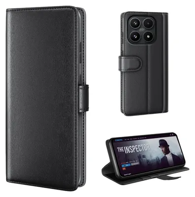 Produktbild von Echtleder Handyhülle für Xiaomi 17 Lederhülle Cover Case Tasche Klapphülle Fliphülle Leder Hülle Farbe: Schwarz