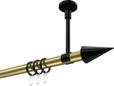 Produktbild von Interdeco Gardinenstange / Vorhangstange Messing-Optik / Schwarz, Typ Sonette Savio (Kegel) Deckenmontage, 20 mm Ø 1-läufig, 440 cm