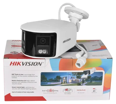 Image de Caméra IP, double objectif, 8 Mpx ultra grand angle, 8 Mpx blanc