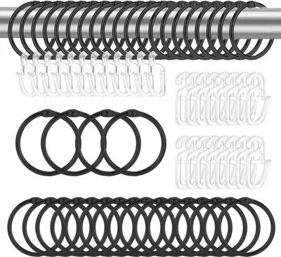Produktbild von 40 Metallene bronzen Vorhangringe mit S-Haken, schwarz