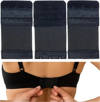 Produktbild von BH Verlängerung 3 Stück, Weiches Elastisches Material, 3-Haken-Design, Für Größere Brustumfänge, Schwarze BH Extender Für Alle Gängigen Modelle