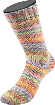 Produktbild von Lana Grossa - Landlust die Sockenwolle 6-F 150g 943 grau pfirsich mango rosa minttürkis orange zitrusgelb meliert