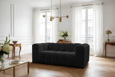 Produktbild von Sofa Designersofa SOLVIE 2-Sitzer in Stoff Tiffani Schwarz