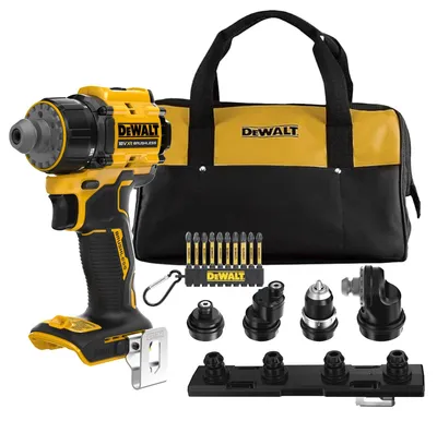 Zdjęcie produktu dla Wiertarko-wkrętarka akumulatorowa DEWALT 18V XR bezszczotkowa, wielofunkcyjna, 4 nasadki, model DCD803KN-XJ