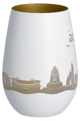 Produktbild von Windlicht Leipzig Skyline (Weiß & Gold)