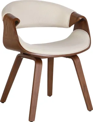Produktbild von CLP Esszimmerstuhl Foley Küchenstuhl mit Armlehne und Holzgestell creme Material Stoff