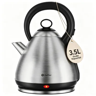 Produktbild von SCHEFFLER Wasserkocher Edelstahl 3,5Liter Teekocher Elektrischer Trockengehschutz Schnellkochfunktion Perfect-pour-Ausgustülle Fester Filter BPA-frei