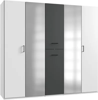 Produktbild von Kleiderschrank Lima 225x58x208cm weiß graphit mit Apothekerauszügen