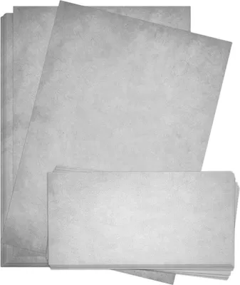 Produktbild von 10 x Briefpapier und 10 x Briefumschläge Altes Papier Vintage Grau