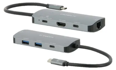 Zdjęcie produktu dla Mobilis 001382, Przewodowa, USB 3.2 Gen 1 (3.1 Gen 1) Type-C, 100 W, 10,100,1000 Mbit/s, Czarny, Szary, 5 Gbit/s