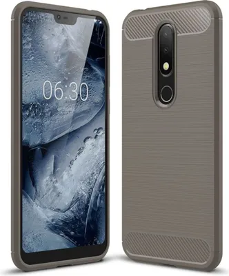 Produktbild von Nokia X6 Hülle Silikon Grau Carbon Optik Case TPU Handyhülle Bumper 211786